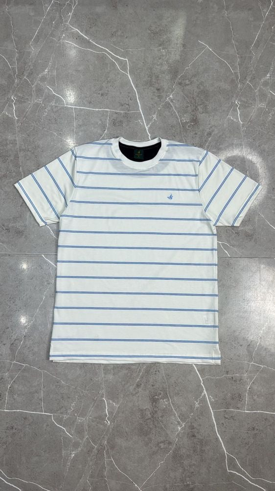 Camisa T-Shirt Listrada Importada Brooksfield Branco Azul  Listra