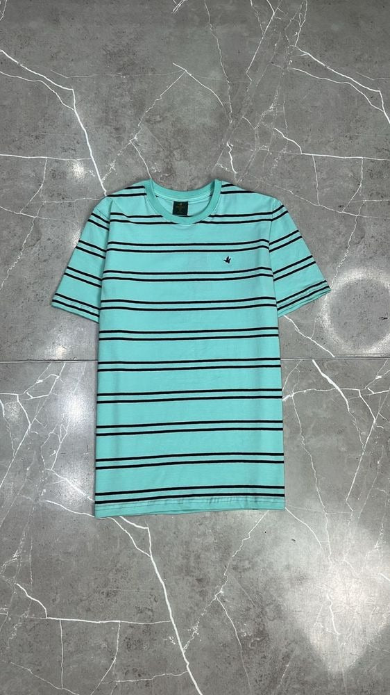 Camisa T-Shirt Listrada Importada Brooksfield Verde Agua Listra