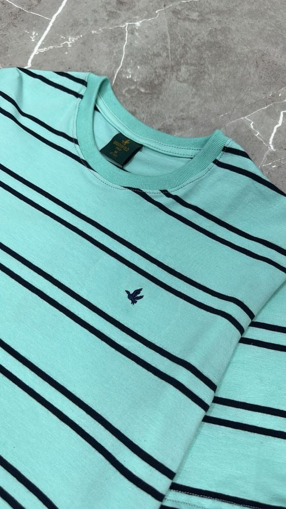 Camisa T-Shirt Listrada Importada Brooksfield Verde Agua Listra
