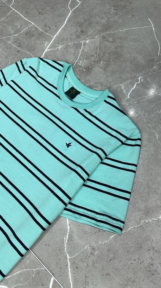 Camisa T-Shirt Listrada Importada Brooksfield Verde Agua Listra