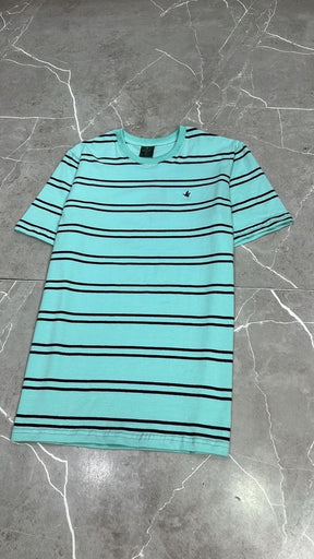 Camisa T-Shirt Listrada Importada Brooksfield Verde Agua Listra
