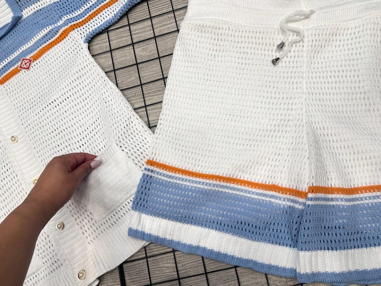 CONJUNTO CASA BLANCA AZUL E LARANJA