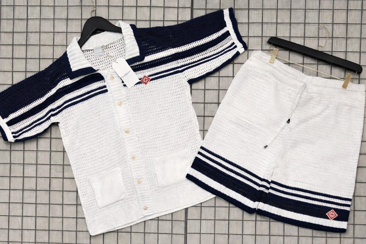 CONJUNTO CASA BLANCA PRETO E AZUL