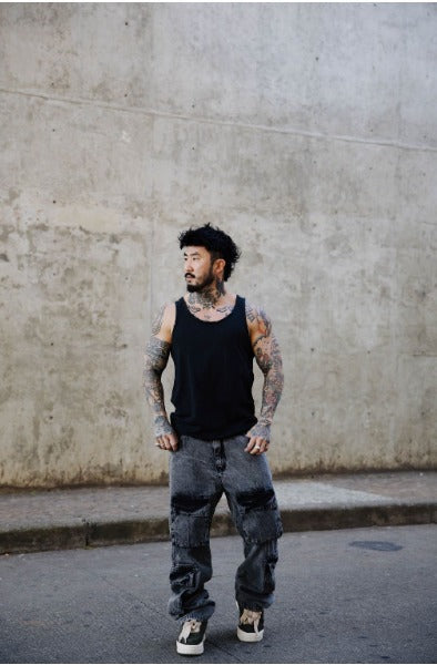 Calça Baggy Preta  patch