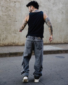 Calça Baggy Preta  patch