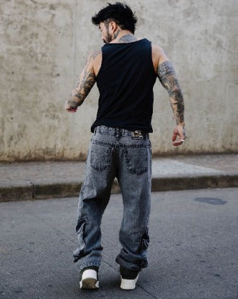 Calça Baggy Preta  patch