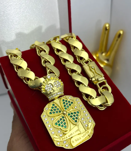 Cordão Corrente Mc Poze Friso S De Moeda Antiga Pingente Top Ouro