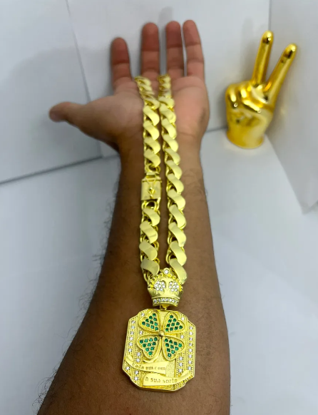 Cordão Corrente Mc Poze Friso S De Moeda Antiga Pingente Top Ouro