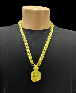 Cordão Corrente Mc Poze Friso S De Moeda Antiga Pingente Top Ouro