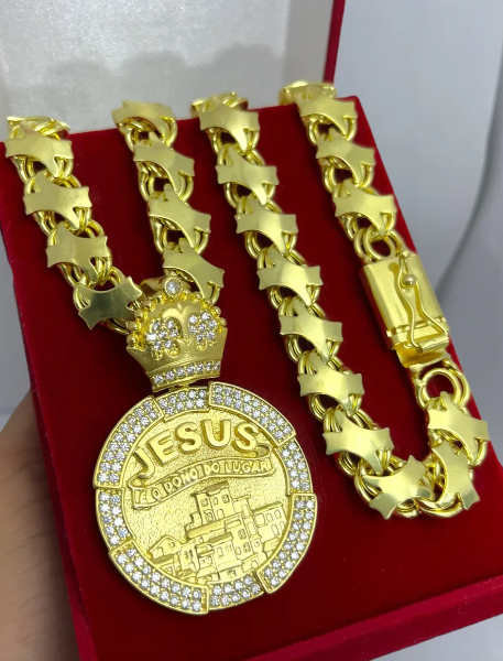 Cordão Mc Poze Corrente Friso K De Moeda Antiga + Friso 18k Ouro