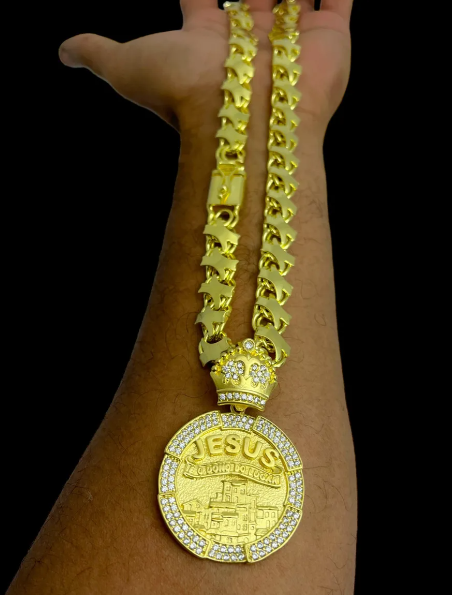 Cordão Mc Poze Corrente Friso K De Moeda Antiga + Friso 18k Ouro