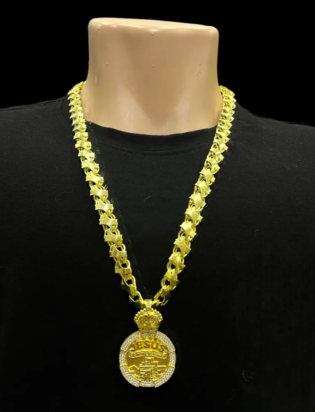 Cordão Mc Poze Corrente Friso K De Moeda Antiga + Friso 18k Ouro