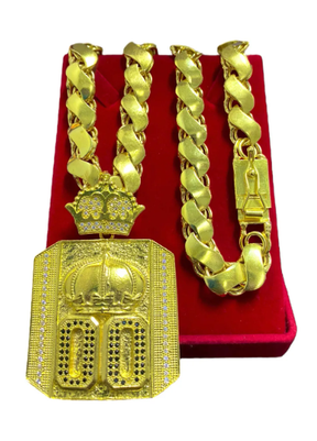 Cordão Corrente 100% Moeda Antiga Friso S 12mm + Pingentes 2 Cor 00 COROA CRAV