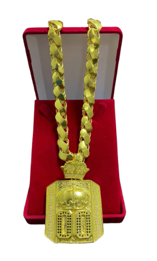 Cordão Corrente 100% Moeda Antiga Friso S 12mm + Pingentes 2 Cor 00 COROA CRAV