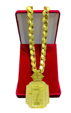 Cordão Corrente 100% Moeda Antiga Friso S 12mm + Pingentes Cor 7 crav lado