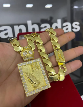 Cordão Friso S + Pingente Mc Poze De Moeda Antiga + Brinde