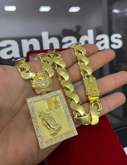 Cordão Friso S + Pingente Mc Poze De Moeda Antiga + Brinde