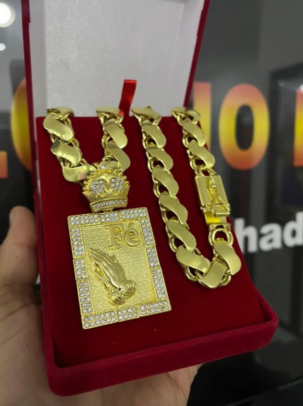 Cordão Friso S + Pingente Mc Poze De Moeda Antiga + Brinde