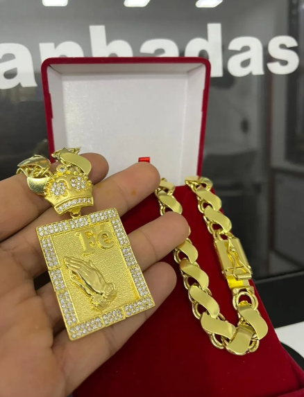 Cordão Friso S + Pingente Mc Poze De Moeda Antiga + Brinde