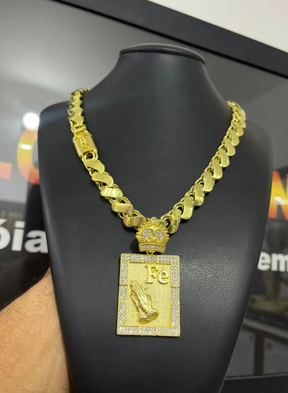 Cordão Friso S + Pingente Mc Poze De Moeda Antiga + Brinde