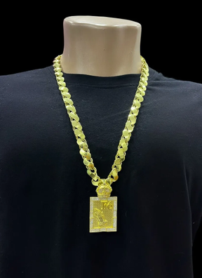 Cordão Friso S + Pingente Mc Poze De Moeda Antiga + Brinde