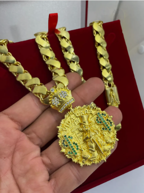 Cordão Corrente Moeda Antiga Tío Patinhas Top Cravejado Dourado