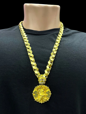 Cordão Corrente Moeda Antiga Tío Patinhas Top Cravejado Dourado